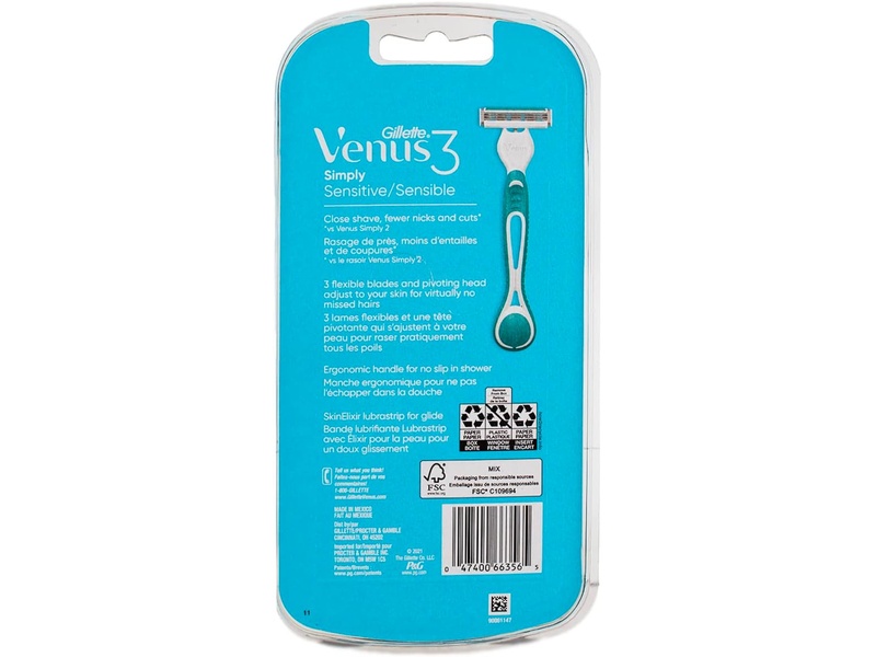 GILLETTE VENUS 3 DISPOSABLE RAZORS 4S SENSITIVE