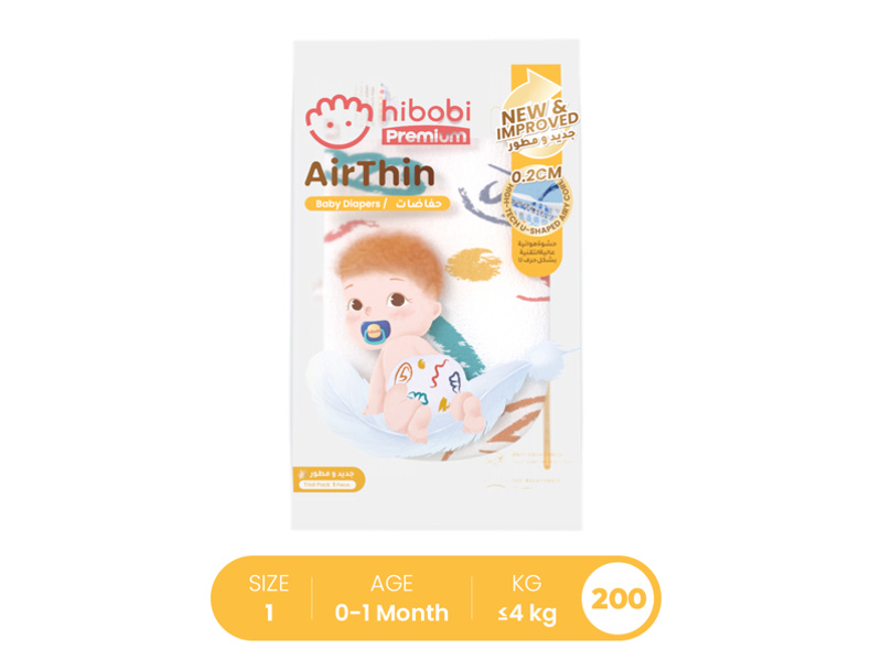 HIBOBI BABY DIAPER AIRTHIN NO-1 BOX 1X200PCS