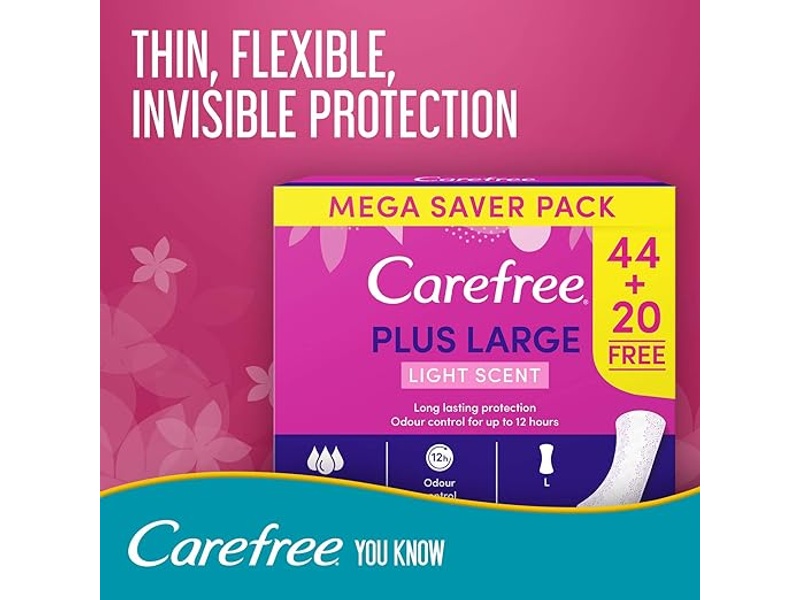 CAREFREE PLUS LARGE PANTILINER 64 PACK LIGHT SCENTED