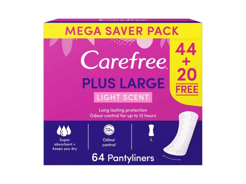 CAREFREE PLUS LARGE PANTILINER 64 PACK LIGHT SCENTED