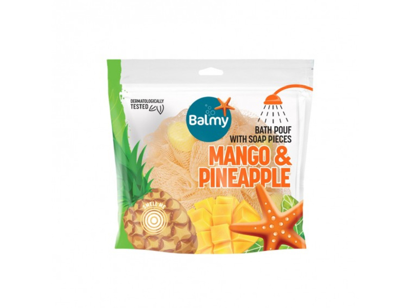 BALMY BATH POUF MANGO & PINEAPPLE WITH SOAP