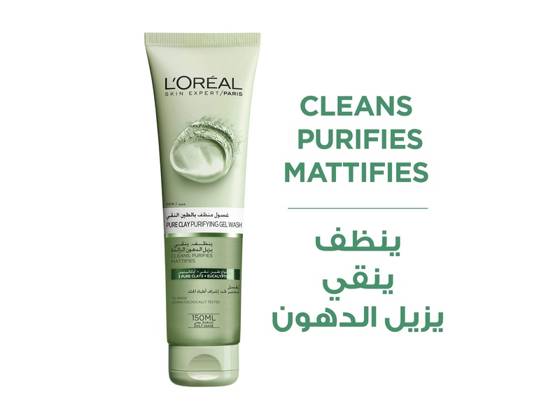 Loreal pure clay purifying gel wash 150 ml eucalptus