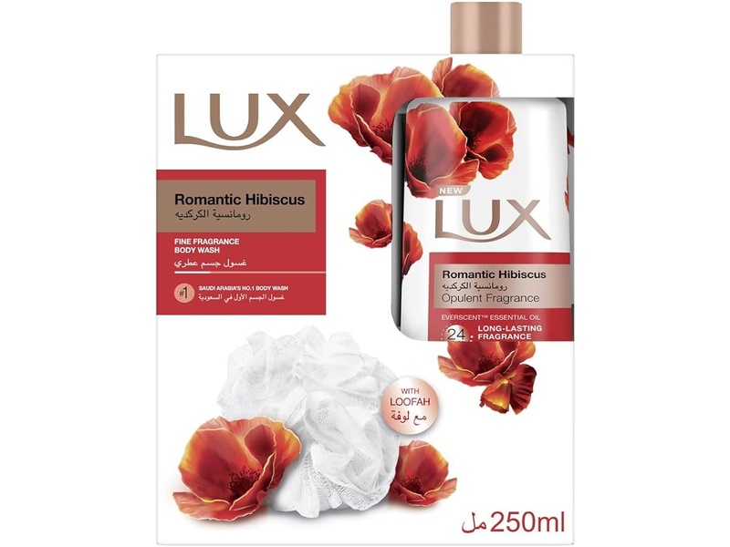 Lux shower gel +puff 250 ml romantic hibiscus