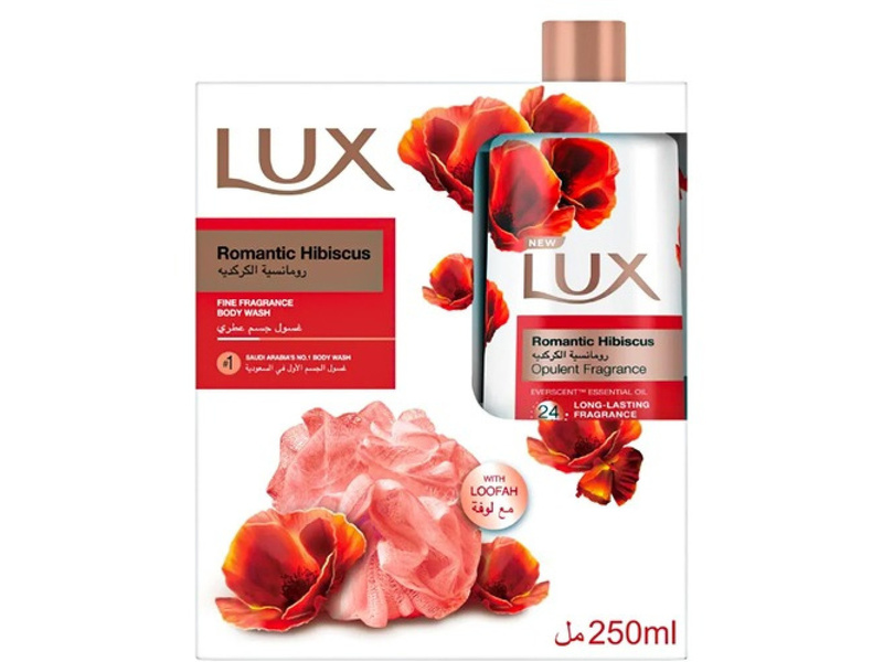 Lux shower gel +puff 250 ml romantic hibiscus