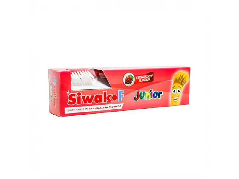 Siwak-f baby toothpastes juniors strawberry+brush 50 gm box