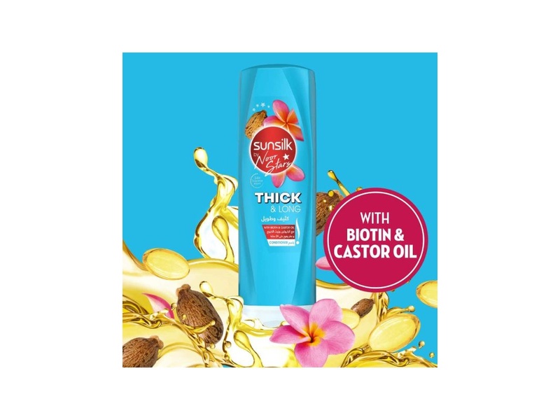 Sunsilk hair conditioner 350 ml thick & long biotin & castor oil