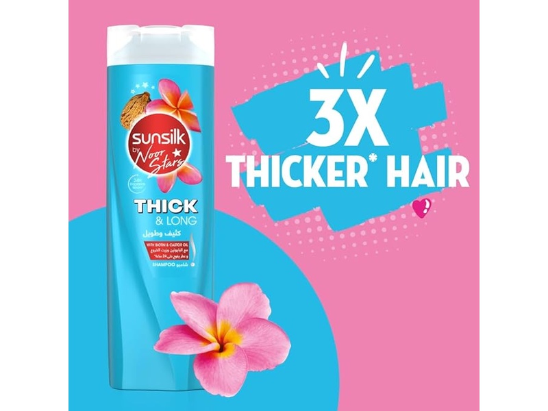 Sunsilk hair shampoo 400 ml thick & long biotin & castor oil