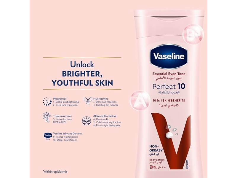 Vaseline body lotion 200 ml essential even tone perfect 10 new