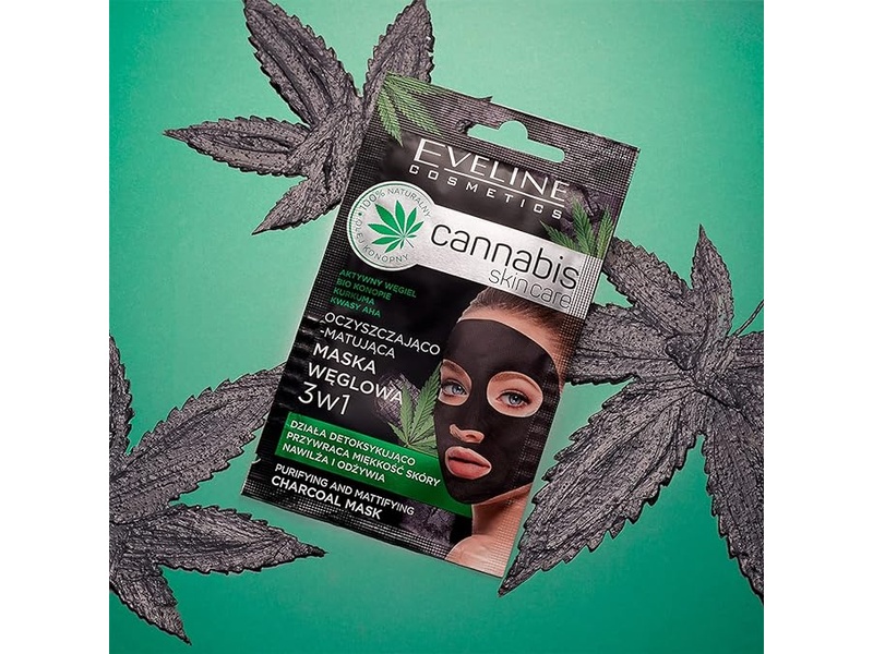 EVELINE CANNABIS SKIN CARE FACE MASK 7 ML CHARCOAL MASK 3 IN 1