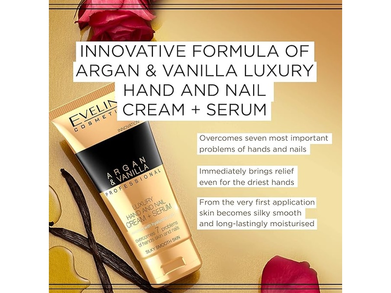 EVELINE LUXURY HAND & NAIL CREAM + SERUM 100 ML ARGAN & VANILLA