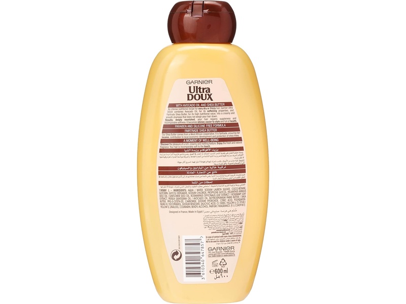 Garnier hair shampoo ultra doux avocado oil & shea butter  600 ml 