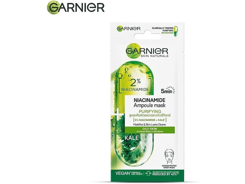 Garnier niacinamide detox ampoule sheet mask for oily skin 15 gm