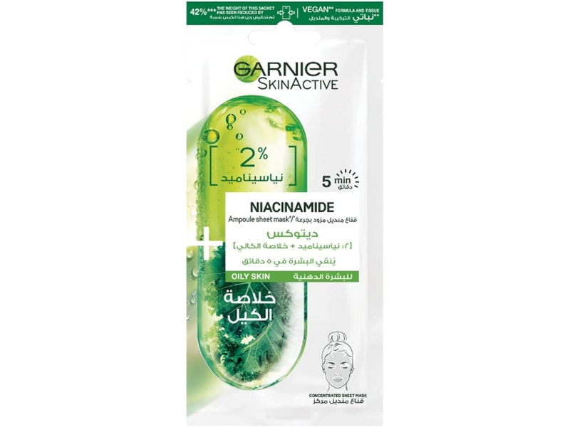 Garnier niacinamide detox ampoule sheet mask for oily skin 15 gm