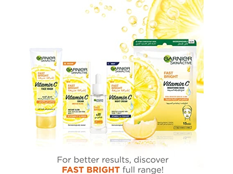 Garnier skin active mask fast fairness 28 gm vitamin c + milky essence