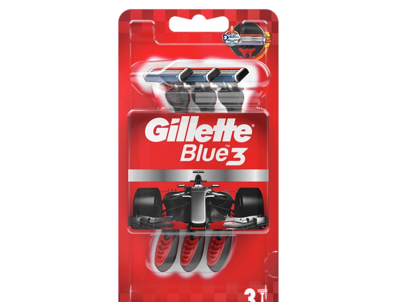 GILLETTE RAZOR BLUE 3 3 PACK RED