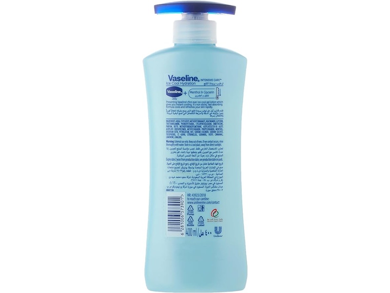 Vaseline intensive care body lotion  ice cool hydration 400 ml