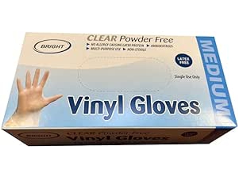 VINYL GLOVES POWDER FREE MEDIUM 100PCS