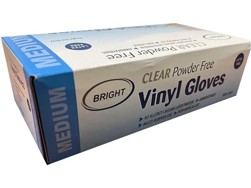 VINYL GLOVES POWDER FREE MEDIUM 100PCS