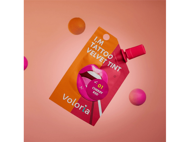 Voloria i'm tattoo velvet tint 01 cherry red