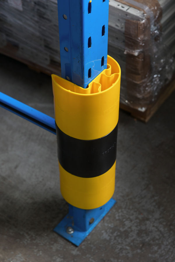 Protect-it Stackable rack guards installed on a pallet racking column