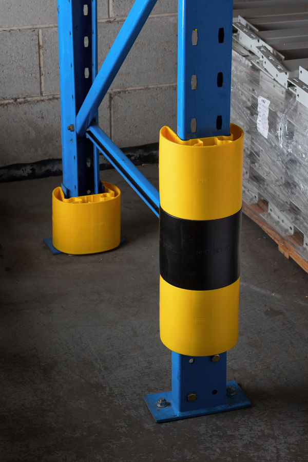 Protect-it Stackable rack guards installed on a pallet racking column