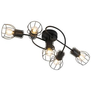 QAZQA Diseño Plafón moderno negro 59cm 5-luces - BOTU Acero Redonda Adecuado