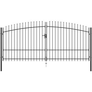 HOMMOO Puerta doble para valla con puntas de lanza 400x225 cm - Hommoo