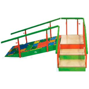 Escalera infantil con rampa: Tres escalones con pasamanos regulables