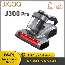 Aspiradora Inteligente para Colchones JIGOO J300 Pro, Motor de 550W, Succión de 14KPa, Filtración Dual, Esterilización Infrarroja UV, Luz UV, Vibración Ultrasónica 60 ° Cepillo de aire caliente