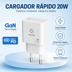 Cargador de Pared GaN 20W USB-C, Cargador Rápido Tipo-C con Tecnología GaN, Adaptador de Corriente Ultra Compacto y Seguro, Compatibilidad Universal