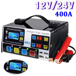 Cargador de Batería de Coche 400A 12V/24V 220W, Cargador Inteligente de Reparación por Pulsos, Cargador de Batería de Coche Completamente Automático, Cargador Rápido de Alta Potencia