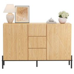 Aparador Moderno Minimalista, Mueble de Almacenamiento con Diseño Geométrico y Cajón Central, Organizador de Gran Capacidad