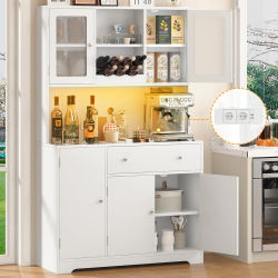Mueble de cocina Mihtrov blanco, aparador, mueble de almacenaje para la sala de estar, encimeras y dos cajones, apto para cocina/sala de estar