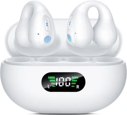 Auriculares inalámbricos Bluetooth, auriculares de oreja abierta, clip para la oreja, ultraligeros de 4,5 g, Bluetooth 5.3, audio direccional, 12 horas de duración de la batería, iOS y Android,