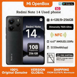 Smartphone Redmi Note 14 5G Versión Global NFC MediaTek Dimensity 7025-Ultra Cámara de 108MP Batería de 5110mAh 120Hz Teléfono usado Grado A sin cargador