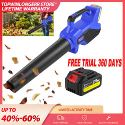 Soplador y Aspirador de Hojas y Nieve Eléctrico Inalámbrico con Batería de 2000mAh y Cargador, Potente Recolector de Hojas Eléctrico de 3000W, 6 Velocidades Ajustables, Ligero, para Limpiar Jardines,