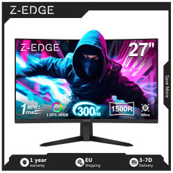 Z-EDGE Monitor curvo para juegos de 27 pulgadas, diseño de bisel ultradelgado, 300Hz, 1920x1080, monitor LED Full HD, 1ms MPRT, HDR10, FreeSync, curvatura 1500R, brillo de 300cd/m², panel VA 16:9,