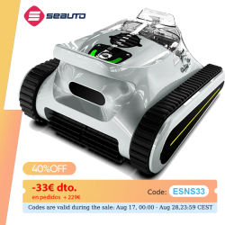 Aspiradora Robótica para Piscinas Seauto Crab Pro, 45,000Pa de Potente Succión, Capaz de Escalar Paredes, Adecuada para Paredes y Pisos de 2200 Pies Cuadrados