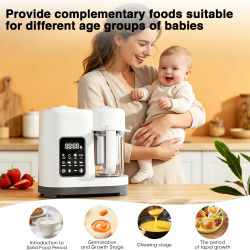 Procesador de Alimentos para Bebés de 220ml/300ml, 300W de Potencia de Calentamiento, Multifuncional, Vaporizador Automático, Mezclador y Triturador, Mini Robot de Cocina Todo en Uno