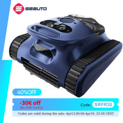 Aspiradora robótica para piscinas Seauto Crab 2026, motor sin escobillas de 180W, limpieza de paredes y agua, 3 modos para piscinas de hasta 2150 pies cuadrados.
