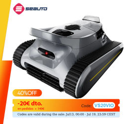 Robot aspirador de piscina inalámbrico Seauto, 180 minutos de funcionamiento, escalada de pared para piscinas sobre el suelo y en el suelo, hasta 2000 pies cuadrados