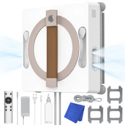 Robot Limpiacristales de 3200 Pa con Pulverización de Agua en 4 Direcciones, Robot Inteligente para Limpiar Ventanas, Aspiradora de Vidrios para el Hogar Inteligente con Anuncios de Voz