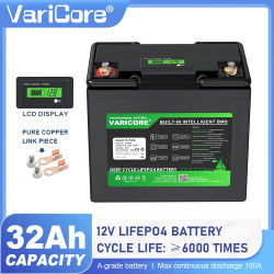 Batería VariCore LiFePO4 de 12.8V 32Ah, Fosfato de Hierro y Litio con BMS para Carrito de Golf de 12V 4s, Encendido de Coche, Cargador Solar de 14.6V