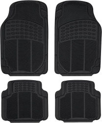 GREATOOL Set de 4 Alfombrillas de Coche, Universales para Coche, Alfombras Delanteras y Traseras con Goma Flexible para vehículos (Terciopelo Negro)