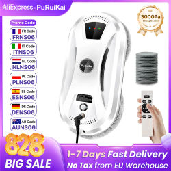 Robot Limpiacristales Inteligente PuRuiKai 361, Limpiador de Ventanas Totalmente Automático con Cuerda de Seguridad de 5 Metros y Motor Potente de 5600PA