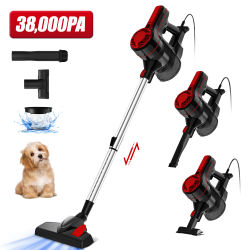 Aspiradora de Mano con Cable de 38000 Pa, Aspiradora 2 en 1 con Cable de 5 Metros para Hogar, Alfombras, Pisos, Pelo de Mascotas, Depósito de Polvo de 1.2 L, Filtro HEPA H13