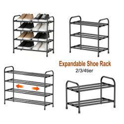 Zapatero Expandible Pequeño y Sencillo de 2/3/4 Niveles, Mueble Metálico para Zapatos, para Entrada de Casa, Vivienda de Alquiler, Dormitorio, Estante de Almacenamiento