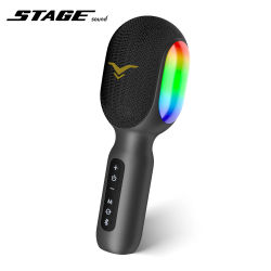 StageSound SingFree Micrófono de karaoke inalámbrico Bluetooth con luces RGB dinámicas, grabación y altavoz portátil para viajes en coche, hogar