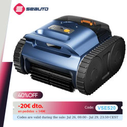 Aspiradora para piscinas Seauto, 3 modos para limpieza de suelos y piscinas de hasta 2150 metros cuadrados. Funciona hasta 150 minutos, motor sin escobillas de 180 W.