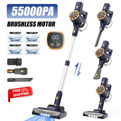 Vortisys N9 Aspiradora sin Cable, 55000PA cabeza de succión, motor sin escobillas, duración de 55 minutos, filtro HEPA, aspiradora para pelos de mascotas